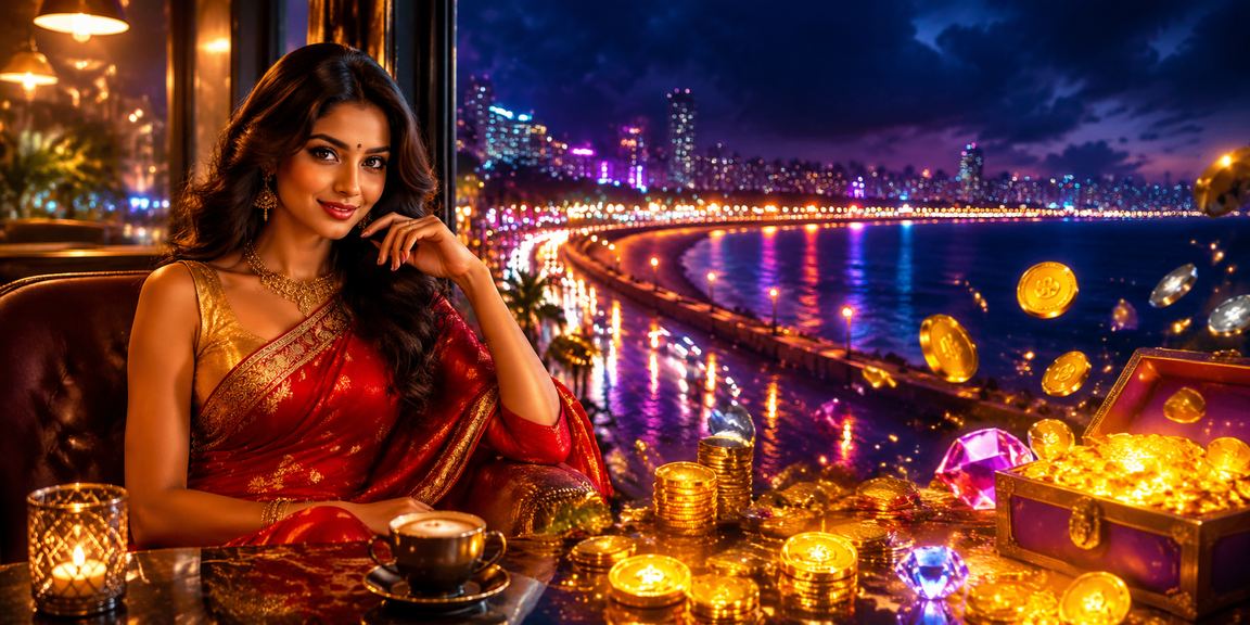 Night view of Mumbai Marine Drive with festive lights
